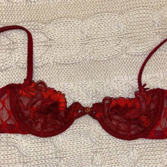 COPY - AUBADE SHEER LACE BALCONETTE BRA in RED - Picture 3 of 9